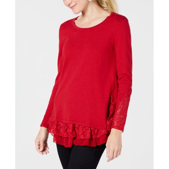 Style & Co Lace Trim Sweater - Picture 1 of 4